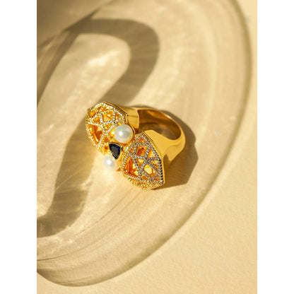 Shaze Felicity Golden 18K Yellow Gold Plated Italian Crafted Ring