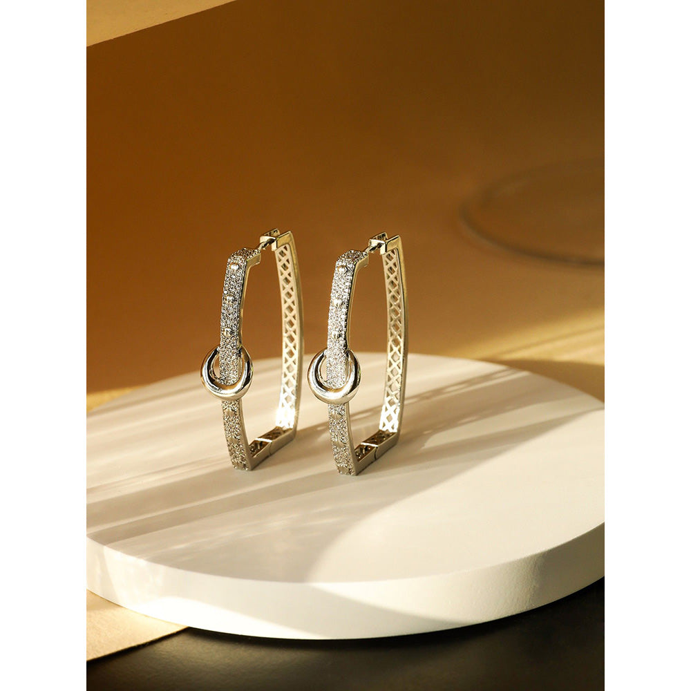 Shaze Woodland Lore White Stone Studded Hoop Earrings