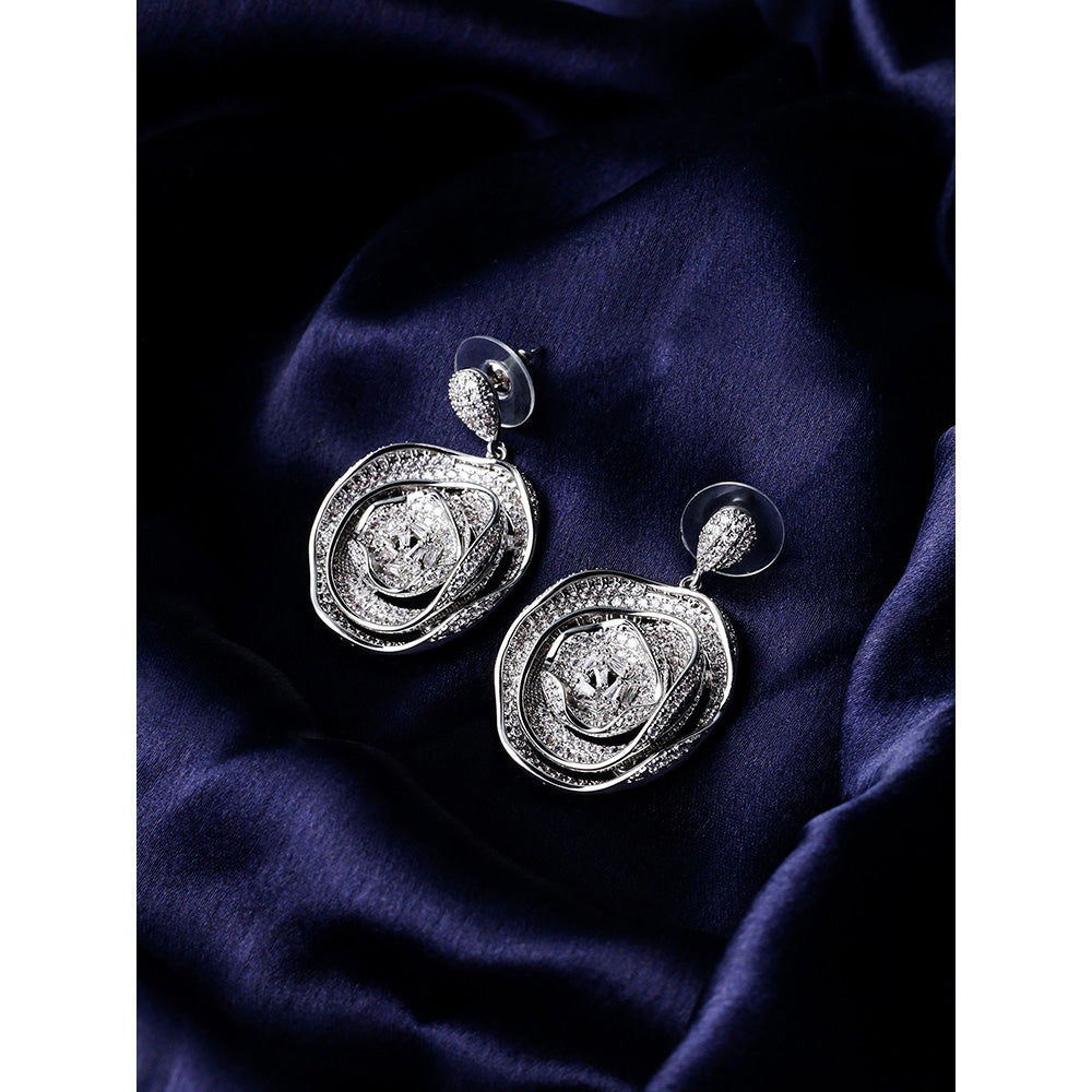 Shaze Flame of The Fores White Brilliant Cut Stone Earrings