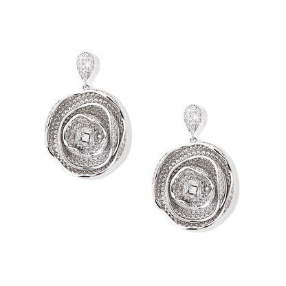 Shaze Flame of The Fores White Brilliant Cut Stone Earrings
