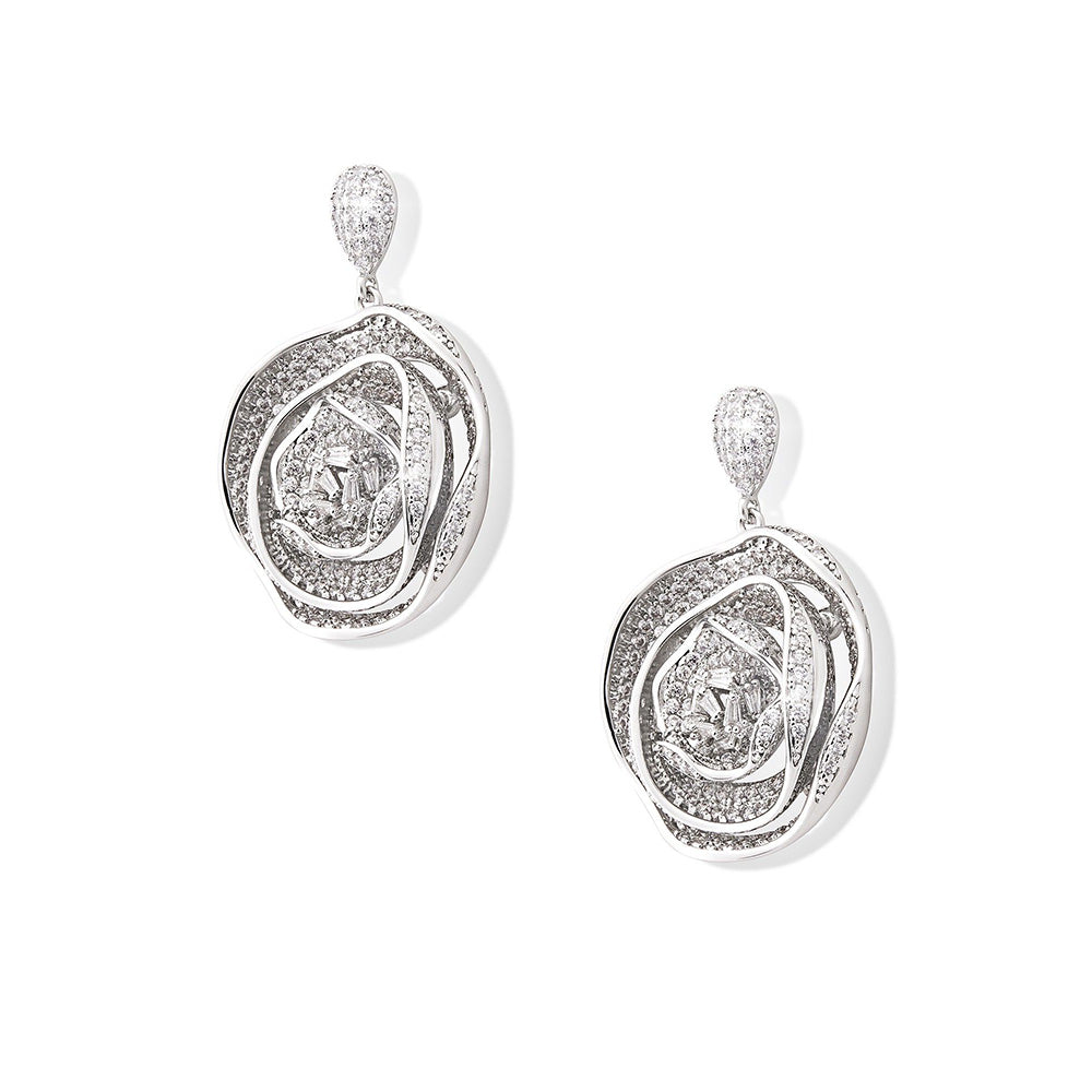 Shaze Flame of The Fores White Brilliant Cut Stone Earrings