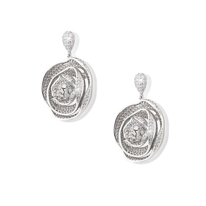 Shaze Flame of The Fores White Brilliant Cut Stone Earrings