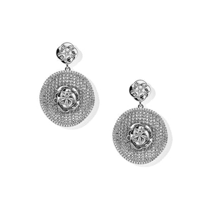 Shaze Lunar Umbra Silver Brilliant Cut Stone Earrings