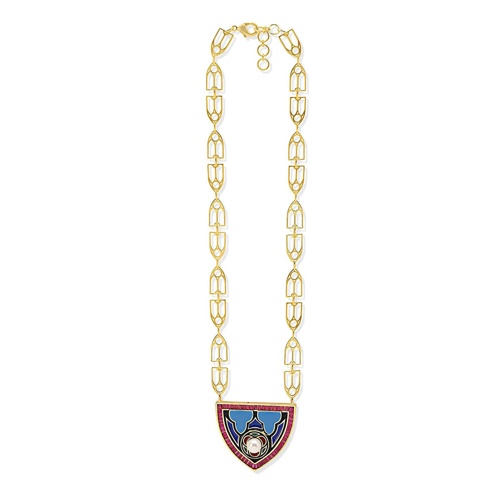 Shaze Insignia 18K Yellow Gold Plated Talian Crafted Pendant Necklace