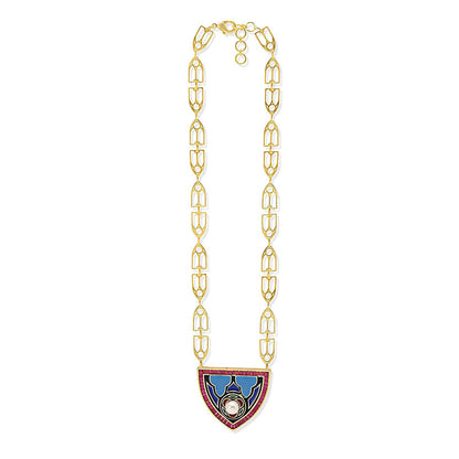 Shaze Insignia 18K Yellow Gold Plated Talian Crafted Pendant Necklace