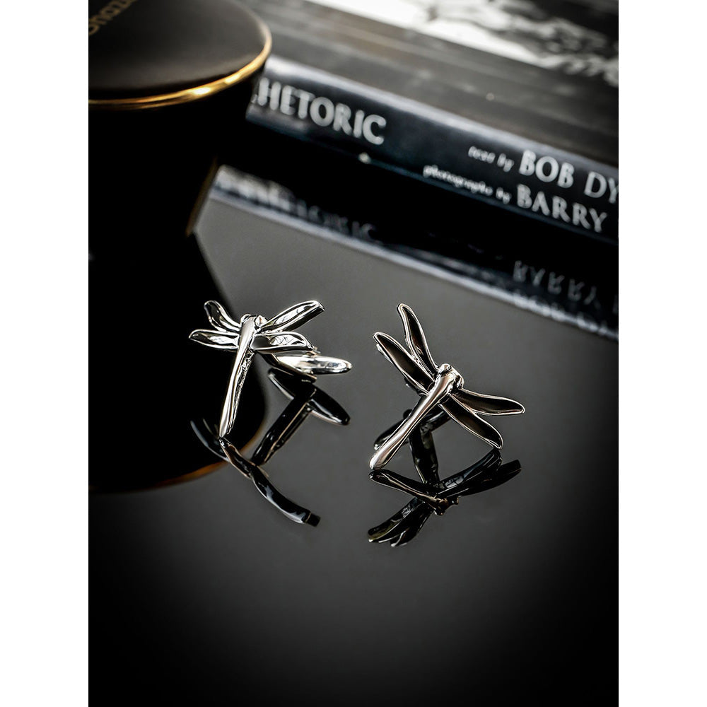 Shaze Needle Fly Silver Cufflinks