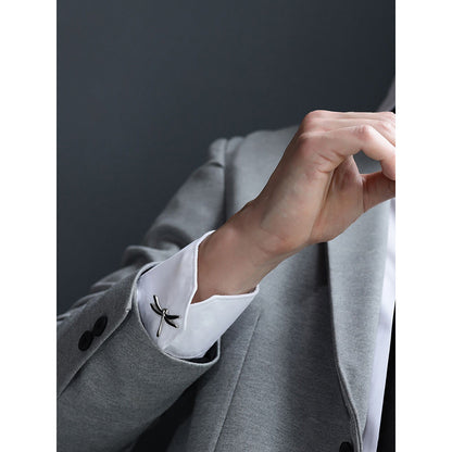 Shaze Needle Fly Silver Cufflinks