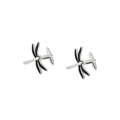 Shaze Needle Fly Silver Cufflinks