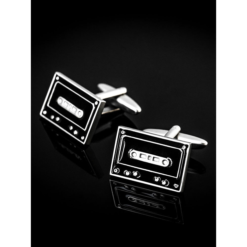 Shaze Mixtape Black and Silver Cufflinks