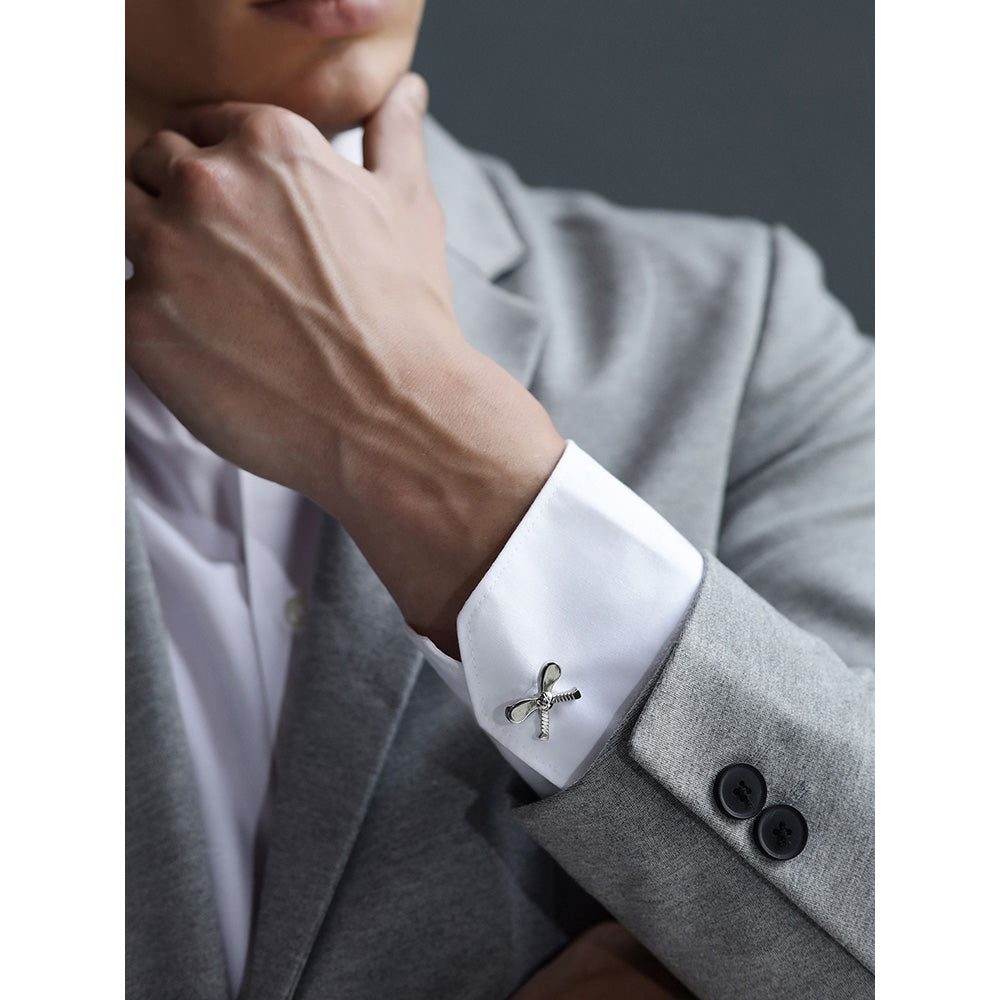 Shaze Slap Shot Silver Cufflinks