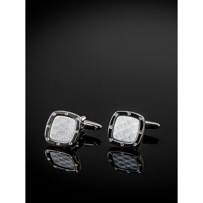 Shaze Imbricate Silver Cufflinks