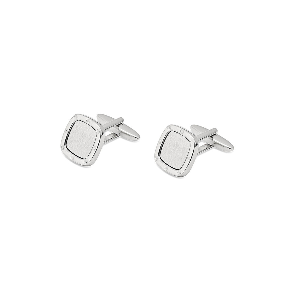 Shaze Imbricate Silver Cufflinks