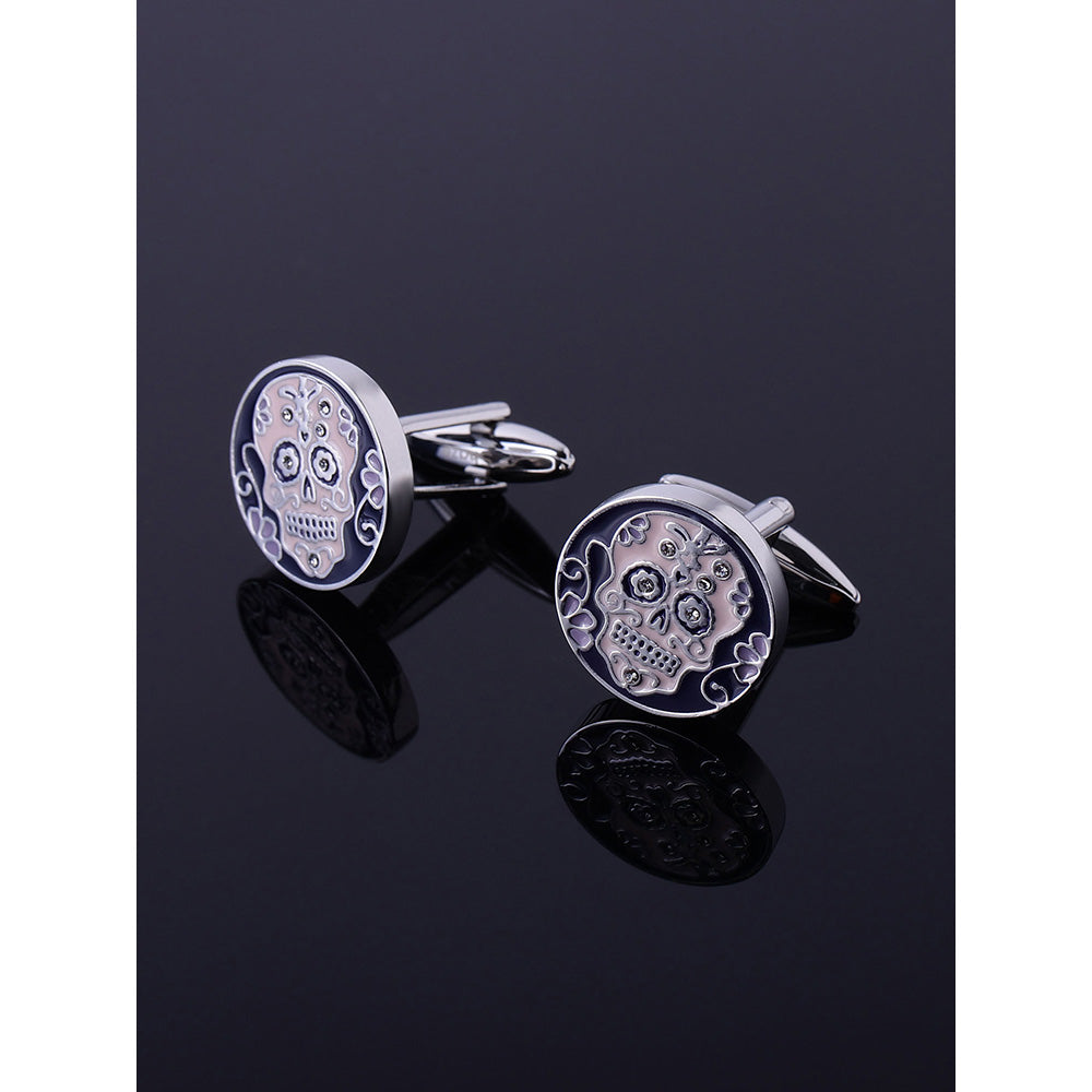 Shaze Calavera Silver Cufflinks
