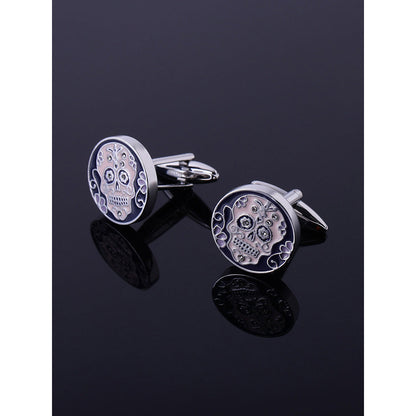 Shaze Calavera Silver Cufflinks
