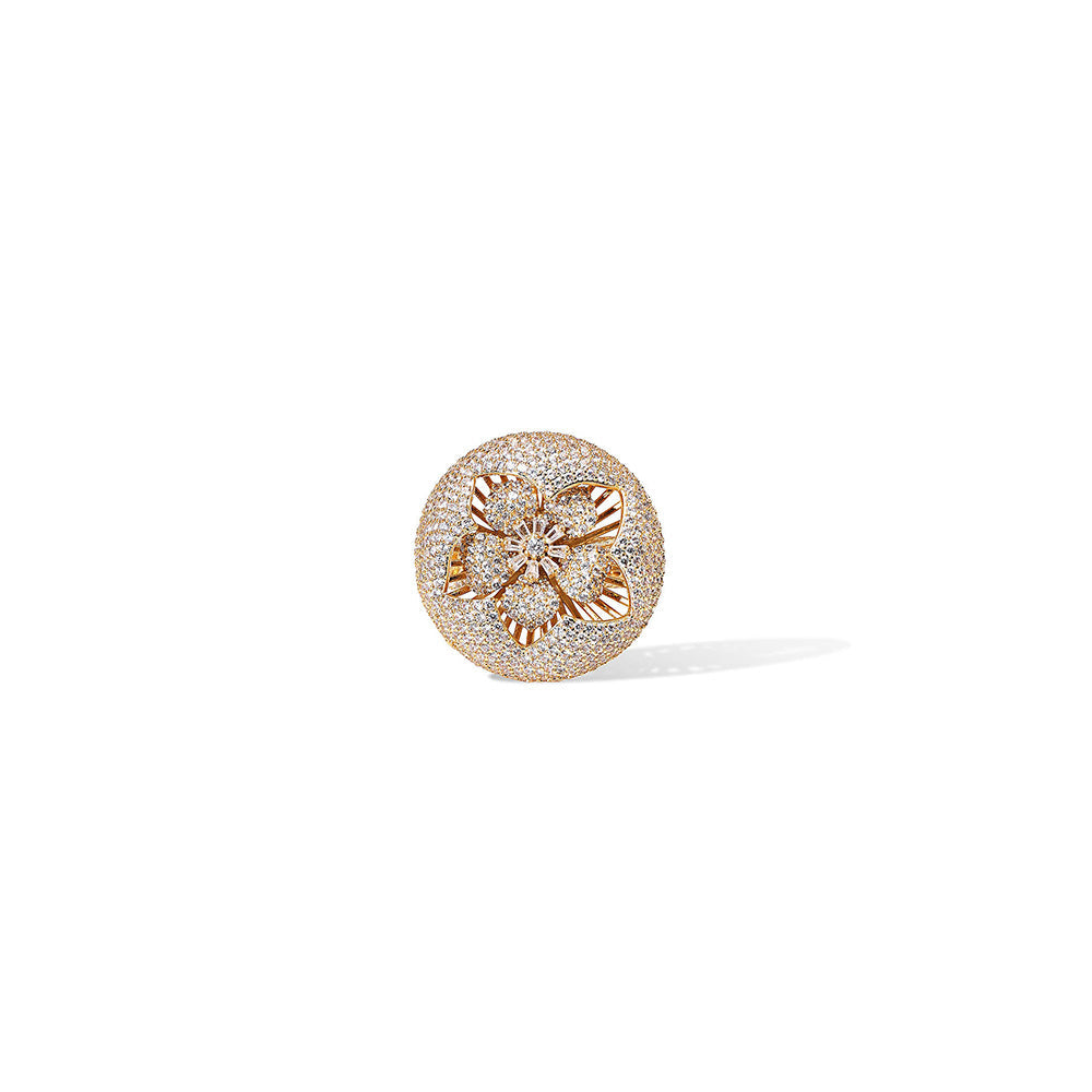 Shaze Stellar Petal Three Tone Rings Rhodium-Plated Jewellery