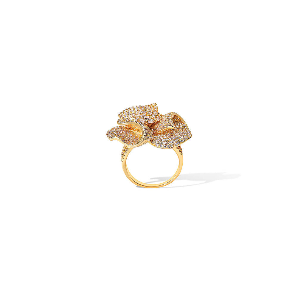 Shaze Snow Gem Three Tone Rings Rhodium-Plated Jewellery