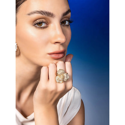 Shaze Snow Gem Three Tone Rings Rhodium-Plated Jewellery
