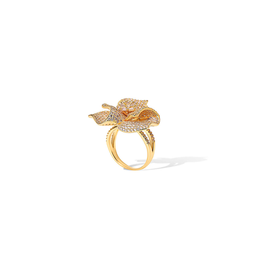 Shaze Snow Gem Three Tone Rings Rhodium-Plated Jewellery