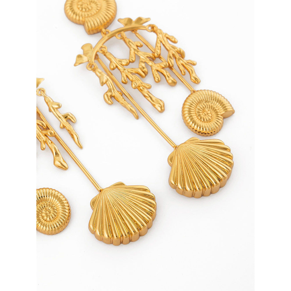 Shaze Nautilus Charm Drop Earrings