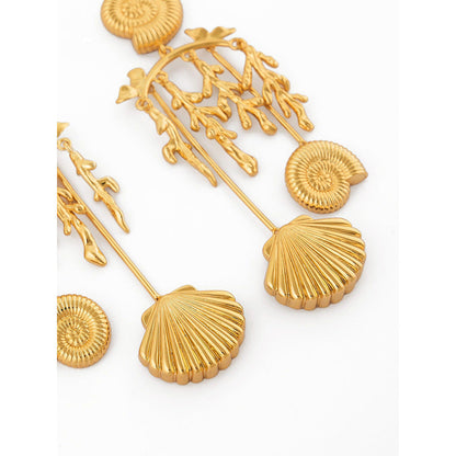 Shaze Nautilus Charm Drop Earrings