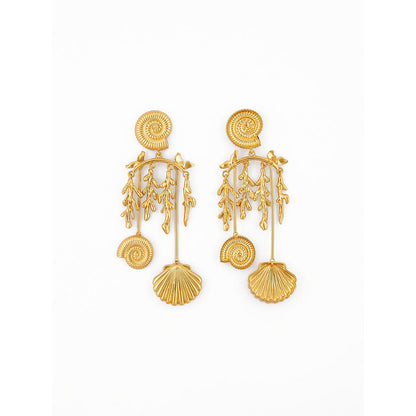 Shaze Nautilus Charm Drop Earrings