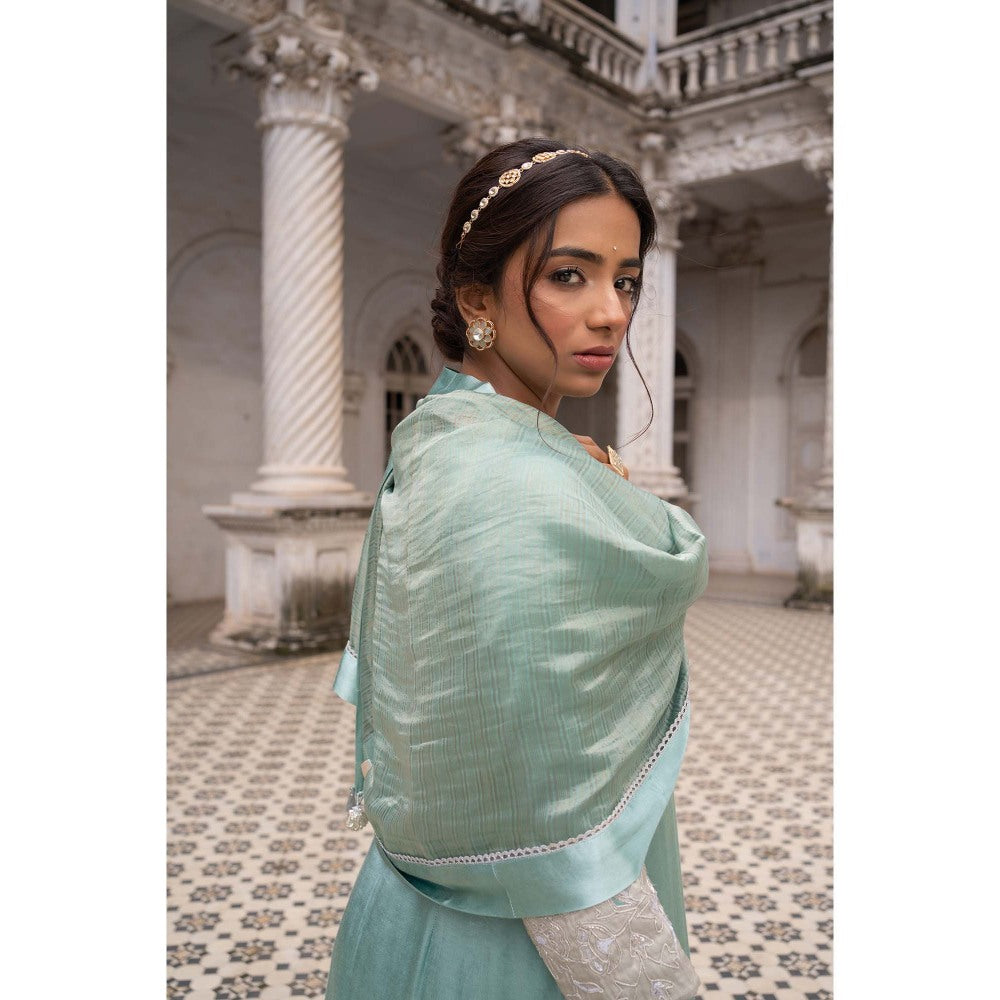 Sheela Suthar Mint Green Kurta with Pant and Dupatta (Set of 3)