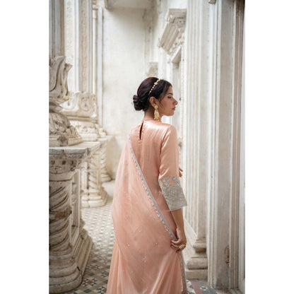 Sheela Suthar Peach Short Kurti with Palazzo and Dupatta (Set of 3)
