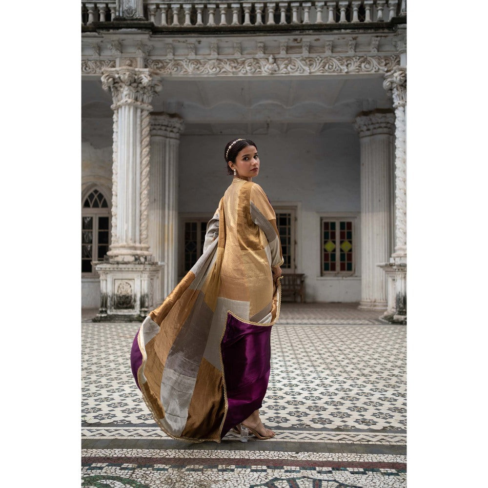Sheela Suthar Multi-Colour Signature Tissue Long Shrug