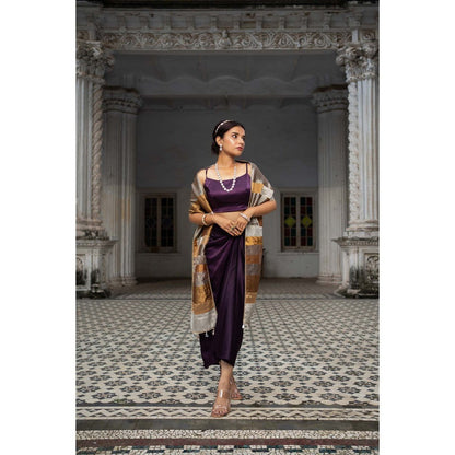 Sheela Suthar Purple Draped Skirt with Blouse (Set of 2)