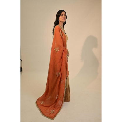 Sheela Suthar Signature Zari Gold Anarkali Paired with Dupatta. (Set of 2)