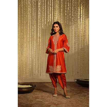 Sheetal Batra Gulbano Kurta & Dhoti-Orange (Set of 2)