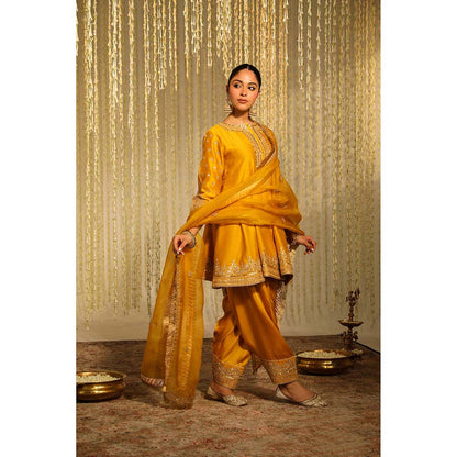 Sheetal Batra Warizah Kurta & Salwar with Dupatta-Mustard (Set of 3)