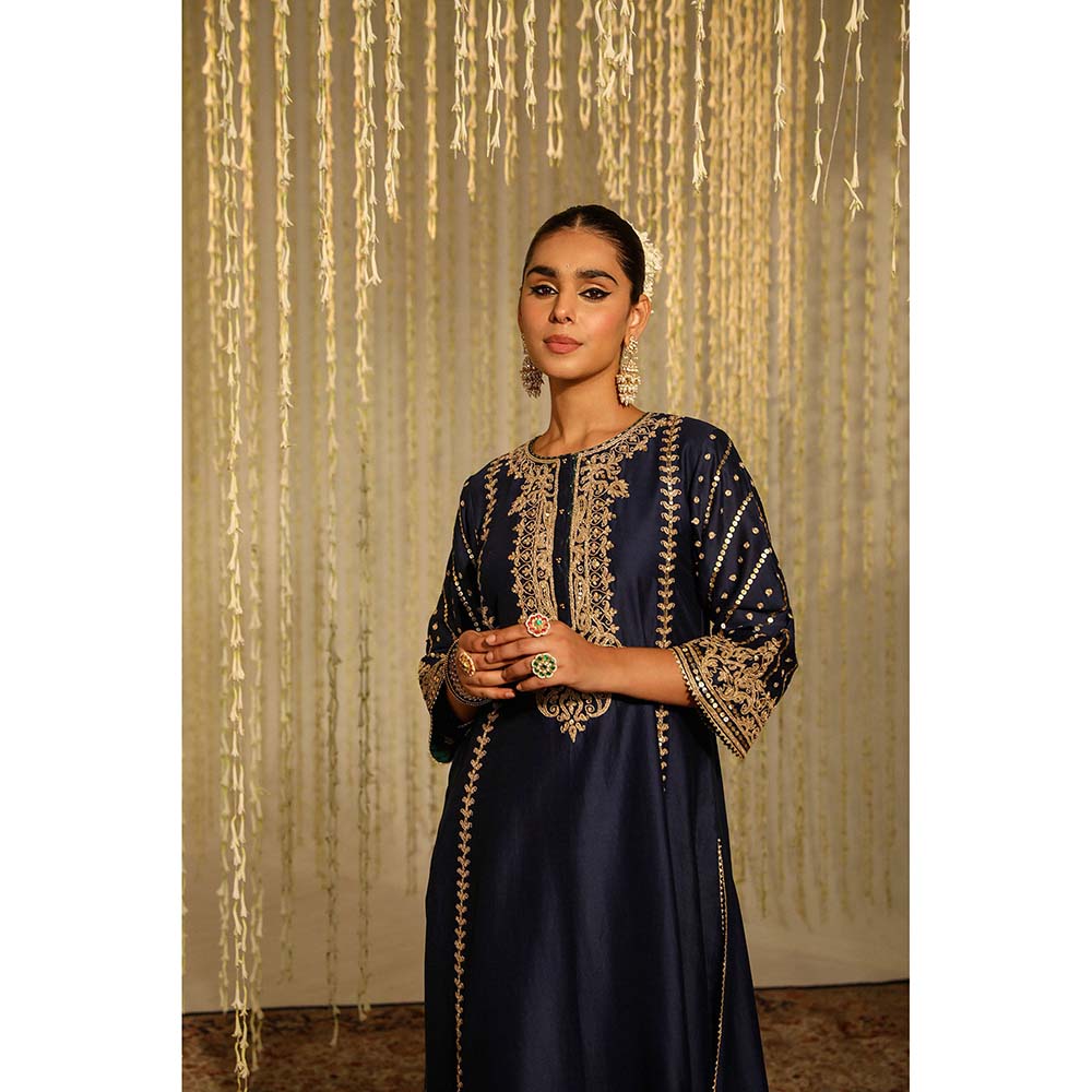 Sheetal Batra Sabirah Kurta & Palazzo with Dupatta-Blue (Set of 3)