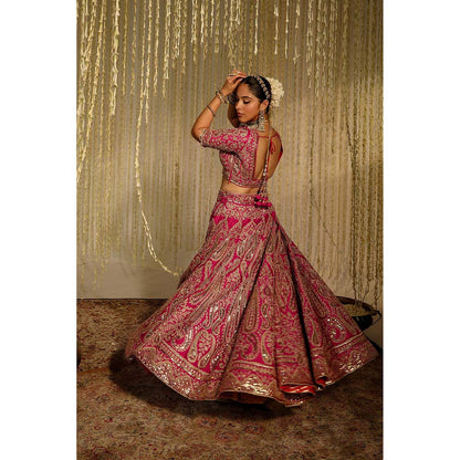 Sheetal Batra Amirah Lehenga & Blouse with Dupatta-Pink (Set of 3)