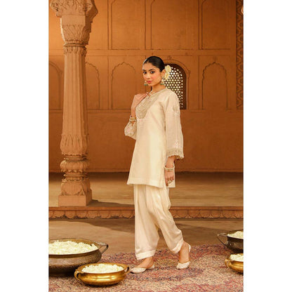 Sheetal Batra Ivory Short Kurta With Salwar (Set of 2)