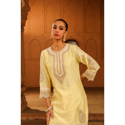 Sheetal Batra Yellow Short Kurta With Dhoti (Set of 2)