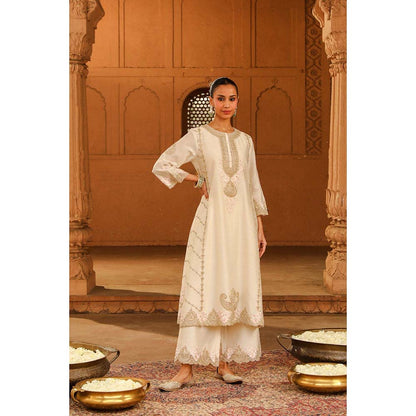 Sheetal Batra Ivory Kurta With Palazzo And Dupatta (Set of 3)
