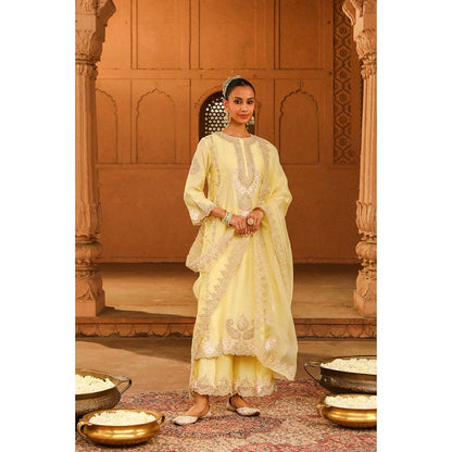 Sheetal Batra Yellow Kurta With Palazzo And Dupatta (Set of 3)