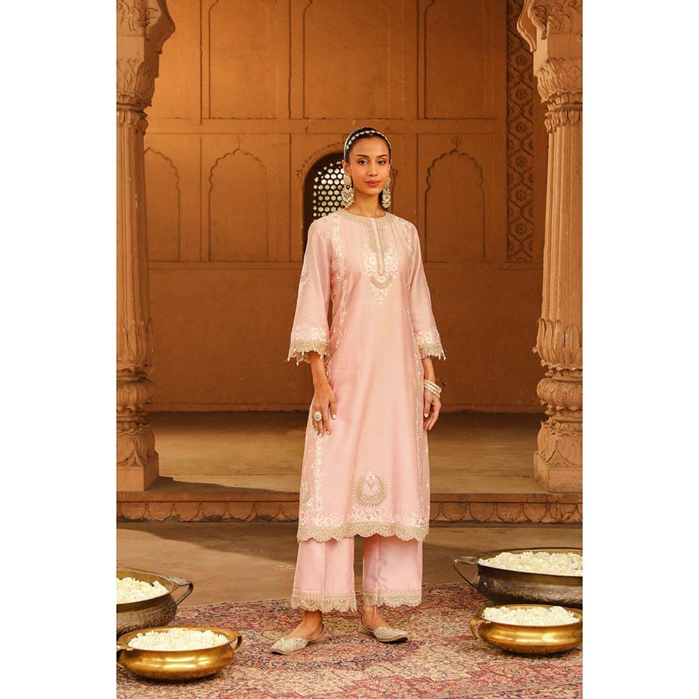 Sheetal Batra Pink Kurta With Palazzo And Dupatta (Set of 3)