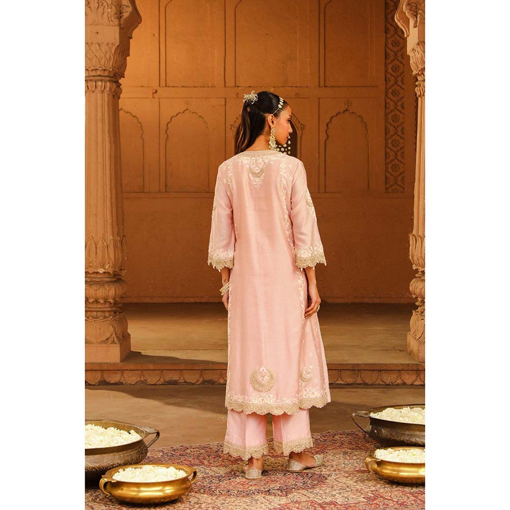 Sheetal Batra Pink Kurta With Palazzo And Dupatta (Set of 3)