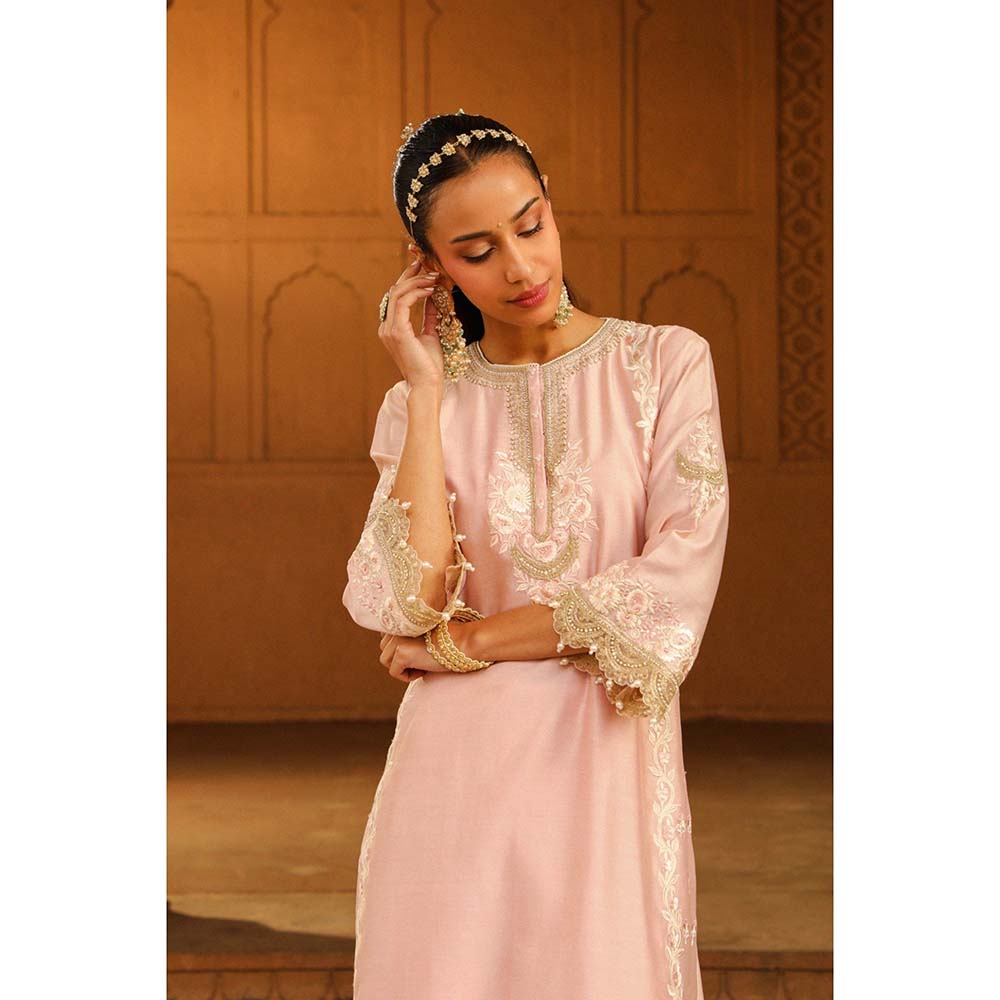 Sheetal Batra Pink Kurta With Palazzo And Dupatta (Set of 3)