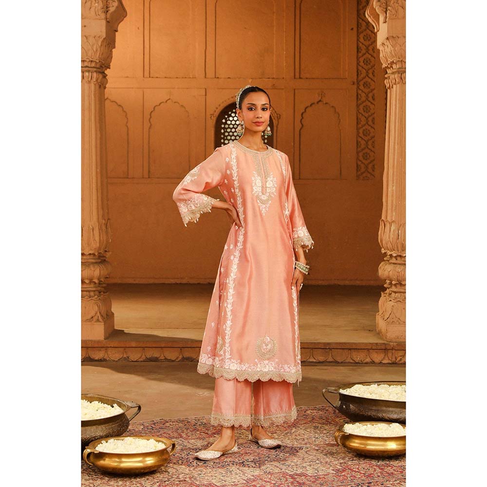 Sheetal Batra Pink Kurta With Palazzo And Dupatta (Set of 3)