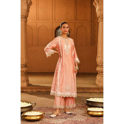 Sheetal Batra Pink Kurta With Palazzo And Dupatta (Set of 3)