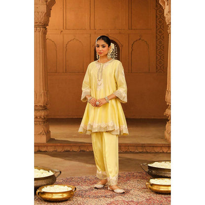 Sheetal Batra Yellow Short Kurta With Salwar And Dupatta (Set of 3)