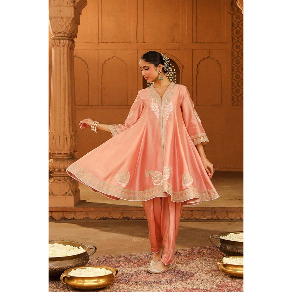 Sheetal Batra Pink Short Kurta With Salwar And Dupatta (Set of 3)