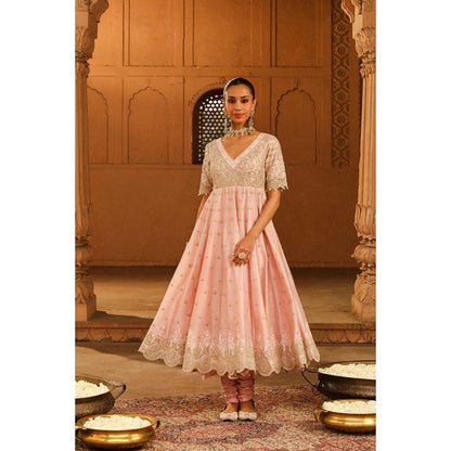 Sheetal Batra Pink Anarkali With Churidar And Dupatta (Set of 3)