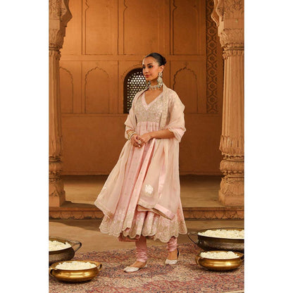 Sheetal Batra Pink Anarkali With Churidar And Dupatta (Set of 3)