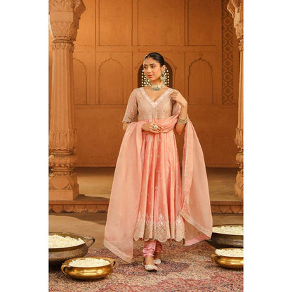 Sheetal Batra Pink Anarkali With Churidar And Dupatta (Set of 3)