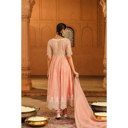 Sheetal Batra Pink Anarkali With Churidar And Dupatta (Set of 3)