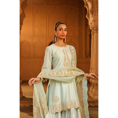 Sheetal Batra Green Kurta With Sharara And Dupatta (Set of 3)